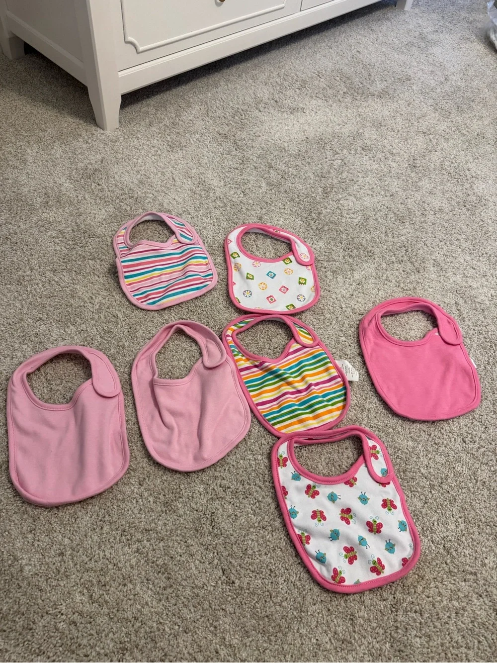 Baby Pink Multi-Pattern Bib Set - Pack of 7